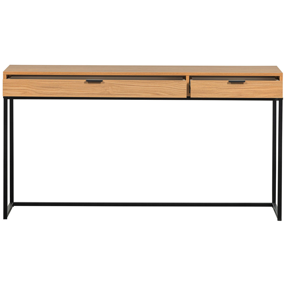 SCHREIBTISCH 140/44/75 cm  in Eichefarben  - Eichefarben/Schwarz, Design, Holz/Metall (140/44/75cm) - Livetastic