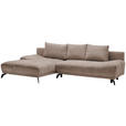 ECKSOFA in Chenille Hellbraun  - Hellbraun/Schwarz, MODERN, Textil/Metall (182/290cm) - Hom`in