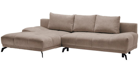 ECKSOFA in Chenille Hellbraun  - Hellbraun/Schwarz, MODERN, Textil/Metall (182/290cm) - Hom`in