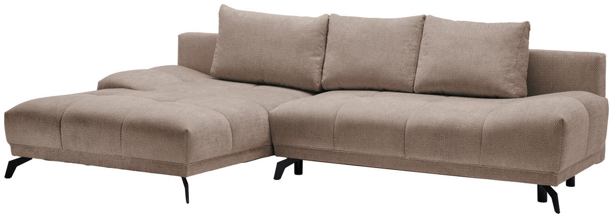 ECKSOFA in Chenille Hellbraun  - Hellbraun/Schwarz, Modern, Textil/Metall (182/290cm) - Hom`in