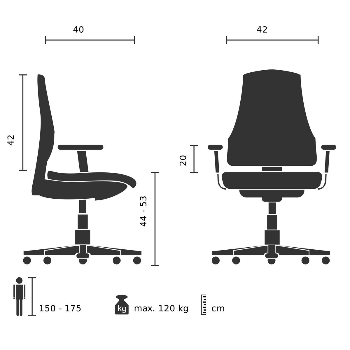 DREHSTUHL Dunkelgrau  - Dunkelgrau/Silberfarben, Basics, Kunststoff/Textil (68/85-94/68cm) - MID.YOU