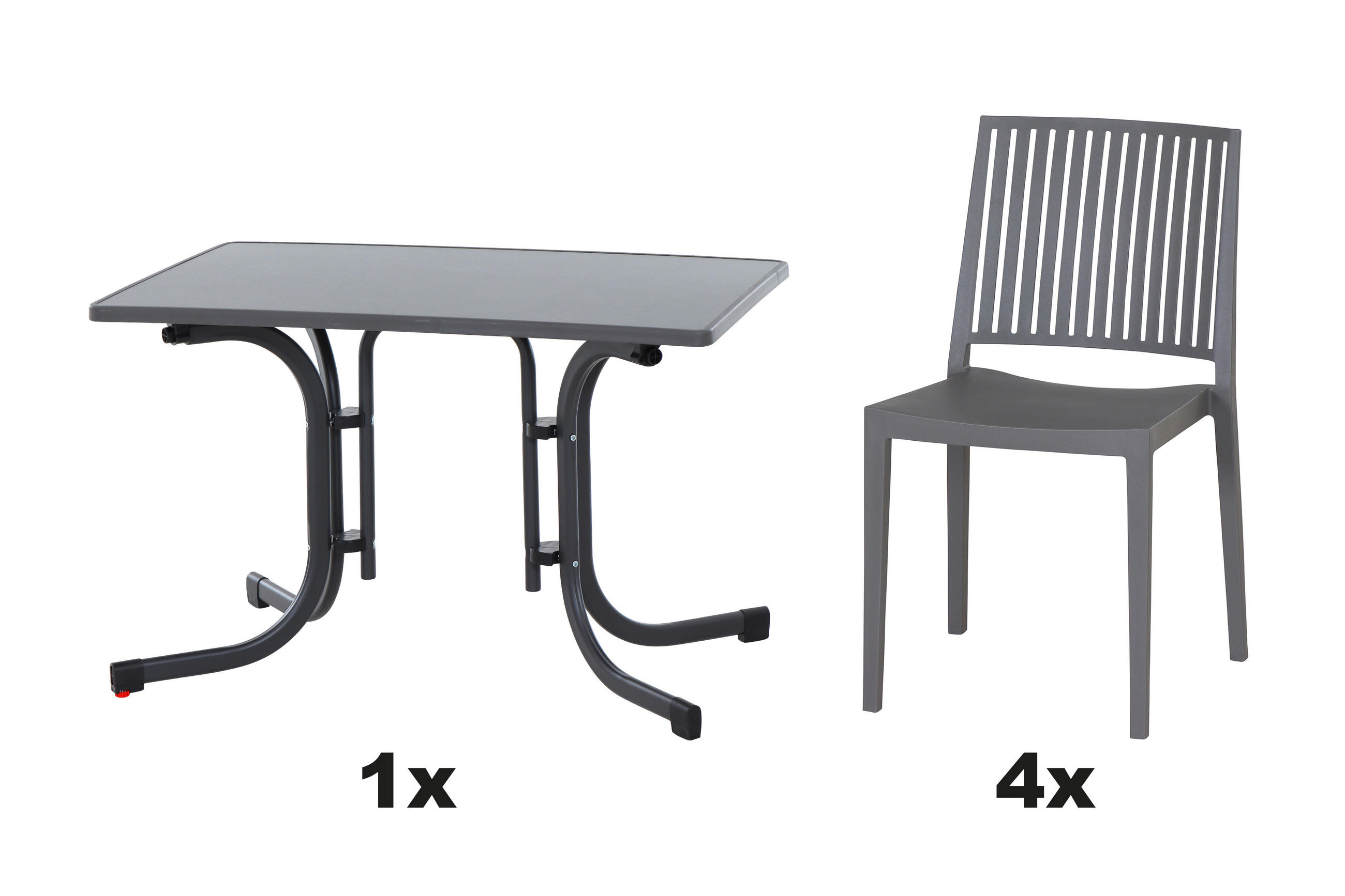 GARTENGARNITUR 5-teilig  - Grau, Basics, Holzwerkstoff/Kunststoff (70/80/110cm) - Siena Garden