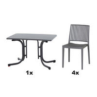 GARTENGARNITUR 5-teilig  - Grau, Basics, Holzwerkstoff/Kunststoff (70/80/110cm) - Siena Garden