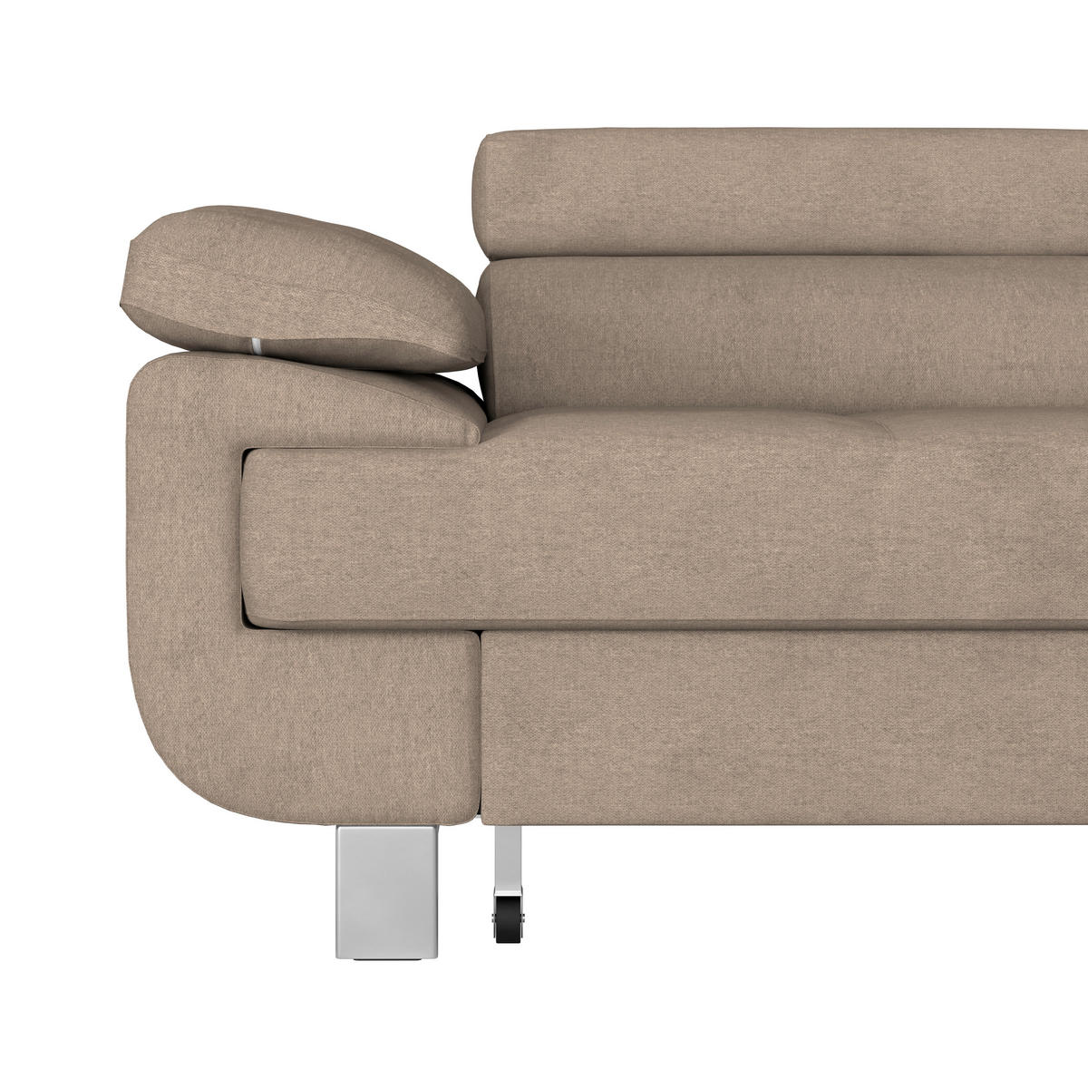Ecksofa mit Schlaffunktion Taupe Drell  - Taupe, MODERN, Textil/Metall (270/230cm) - MID.YOU