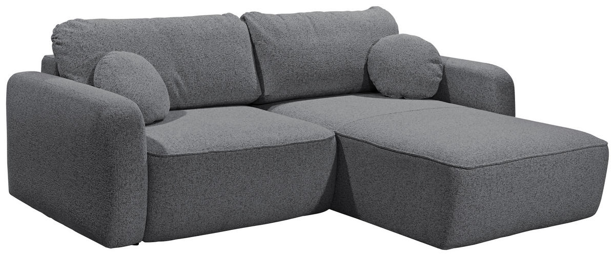 ECKSOFA in Webstoff Anthrazit  - Anthrazit/Schwarz, Konventionell, Kunststoff/Textil (247/190cm) - MID.YOU