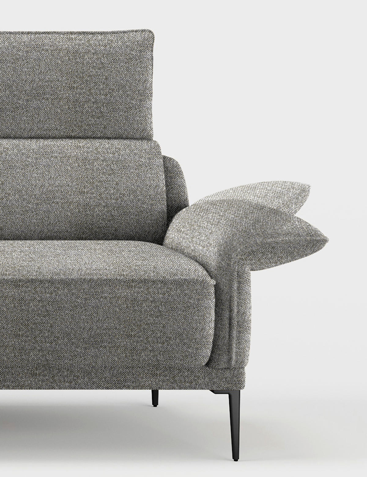 ECKSOFA in Bouclé Grau  186/330 cm  - Schwarz/Grau, MODERN, Textil/Metall (186/330cm) - Johann Jakob