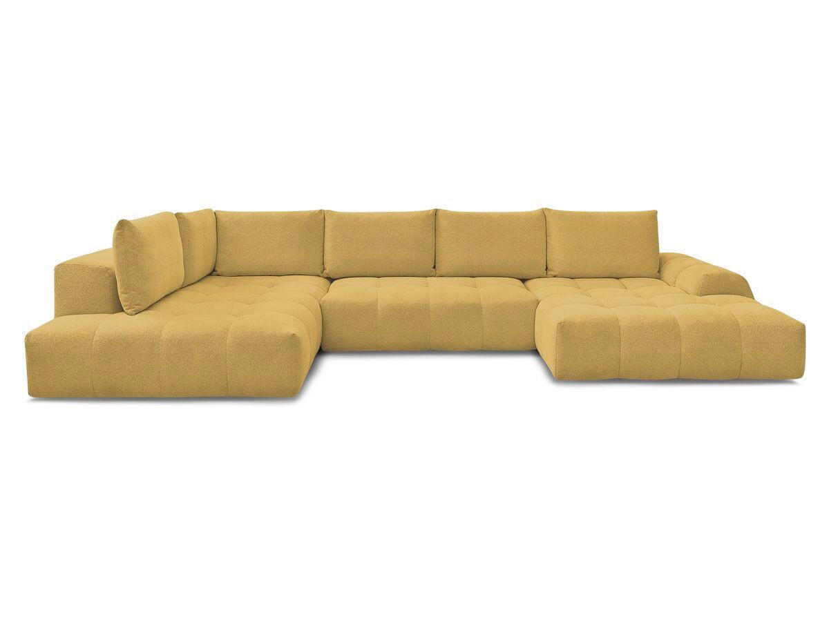 ECKSCHLAFSOFA EVEREST  mit Rücken echt, Armteil links, Armteil rechts Flachgewebe Gelb  - Gelb/Schwarz, MODERN, Kunststoff/Textil (212/423/198cm)
