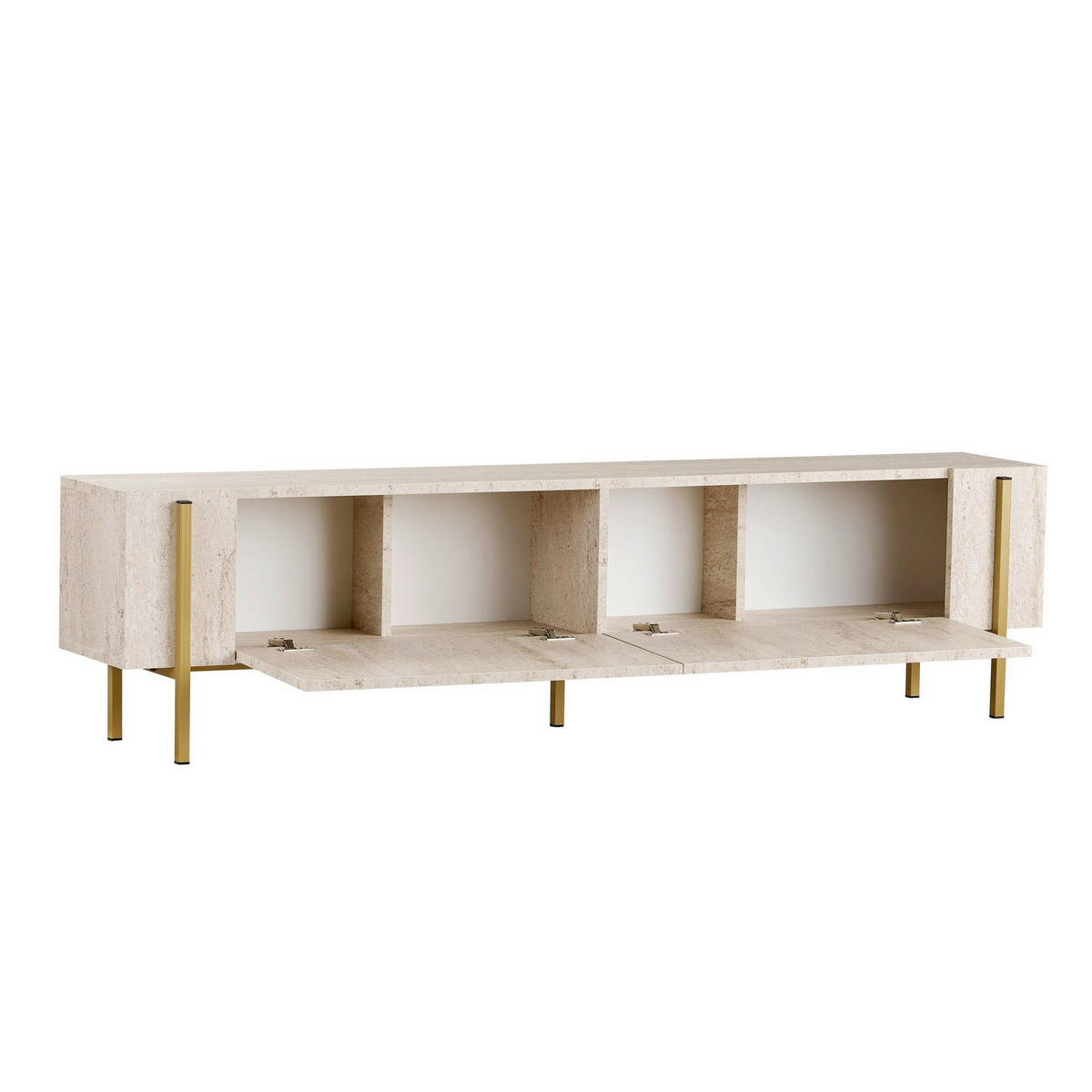 TV-ELEMENT Holzwerkstoff Goldfarben, Elfenbein  - Elfenbein/Goldfarben, MODERN, Holzwerkstoff (180/45/30cm) - MID.YOU