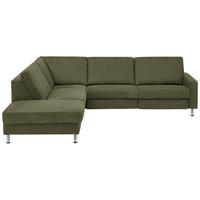 ECKSOFA  in Mikrofaser Dunkelgrün  242/275 cm  - Dunkelgrün/Alufarben, Design, Textil/Metall (242/275cm) - Dieter Knoll