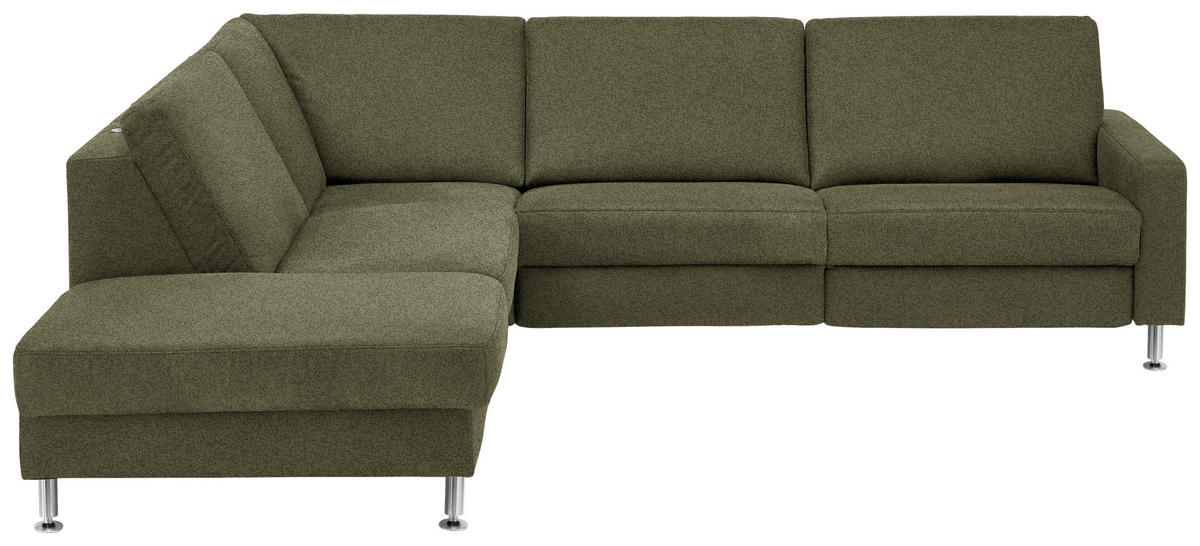 ECKSOFA  in Mikrofaser Dunkelgrün  242/275 cm  - Dunkelgrün/Alufarben, Design, Textil/Metall (242/275cm) - Dieter Knoll