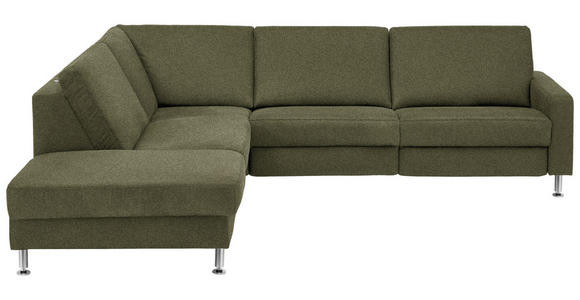 ECKSOFA  in Mikrofaser Dunkelgrün  242/275 cm  - Dunkelgrün/Alufarben, Design, Textil/Metall (242/275cm) - Dieter Knoll