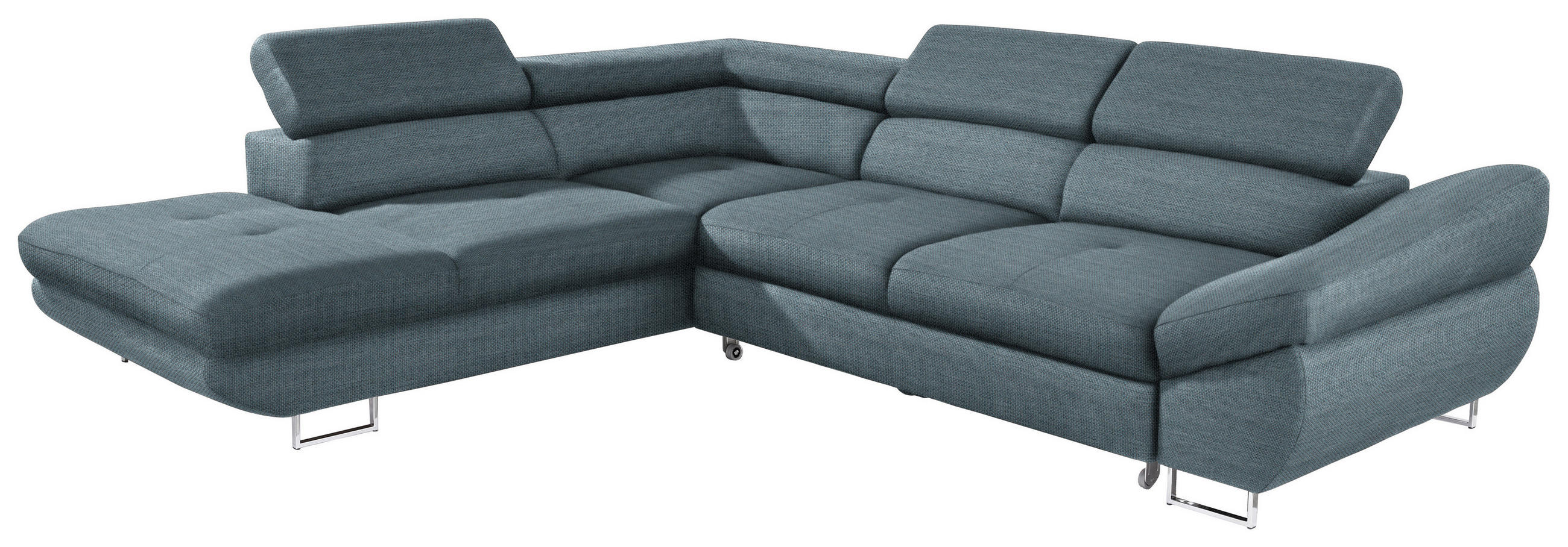 ECKSOFA in Webstoff Blaugrau  - Blaugrau, Design, Textil/Metall (235/280cm) - Hom`in