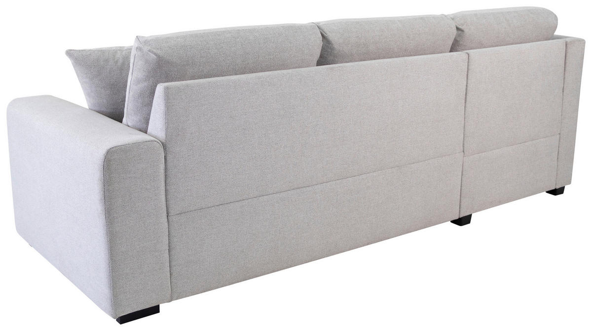 ECKSOFA LUKAS Silberfarben Struktur Zierkissen, Bettkasten  - Silberfarben, Trend, Textil (158/239cm) - P & B