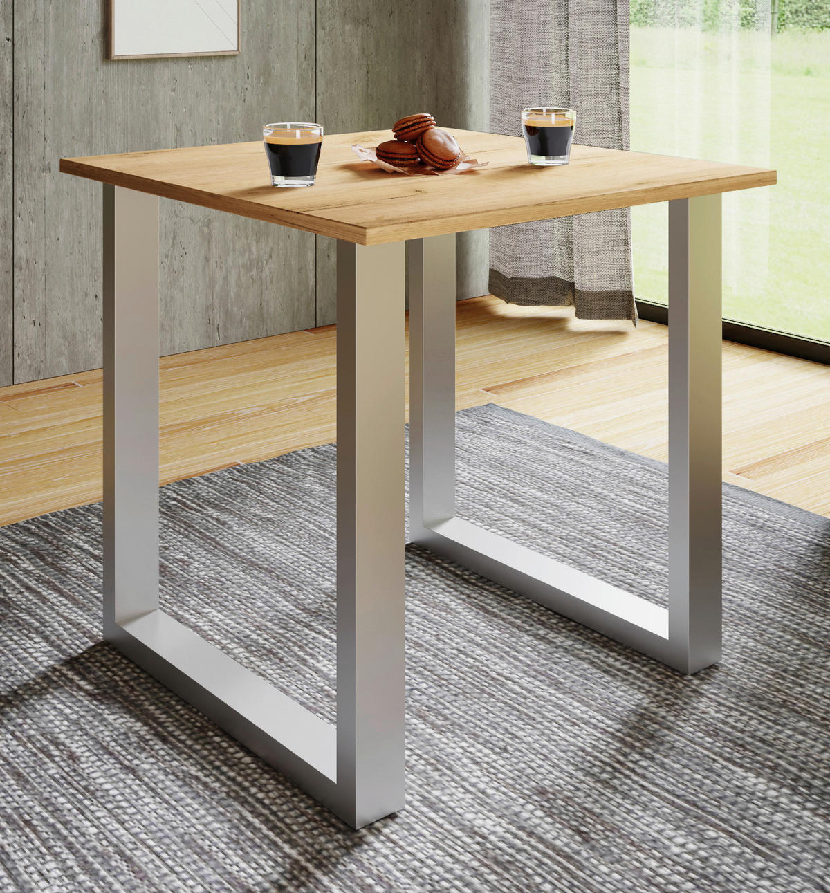 ESSTISCH in Holzwerkstoff, Metall 80/80/76 cm   - Honigeiche/Silberfarben, Design, Holzwerkstoff/Metall (80/80/76cm) - MID.YOU