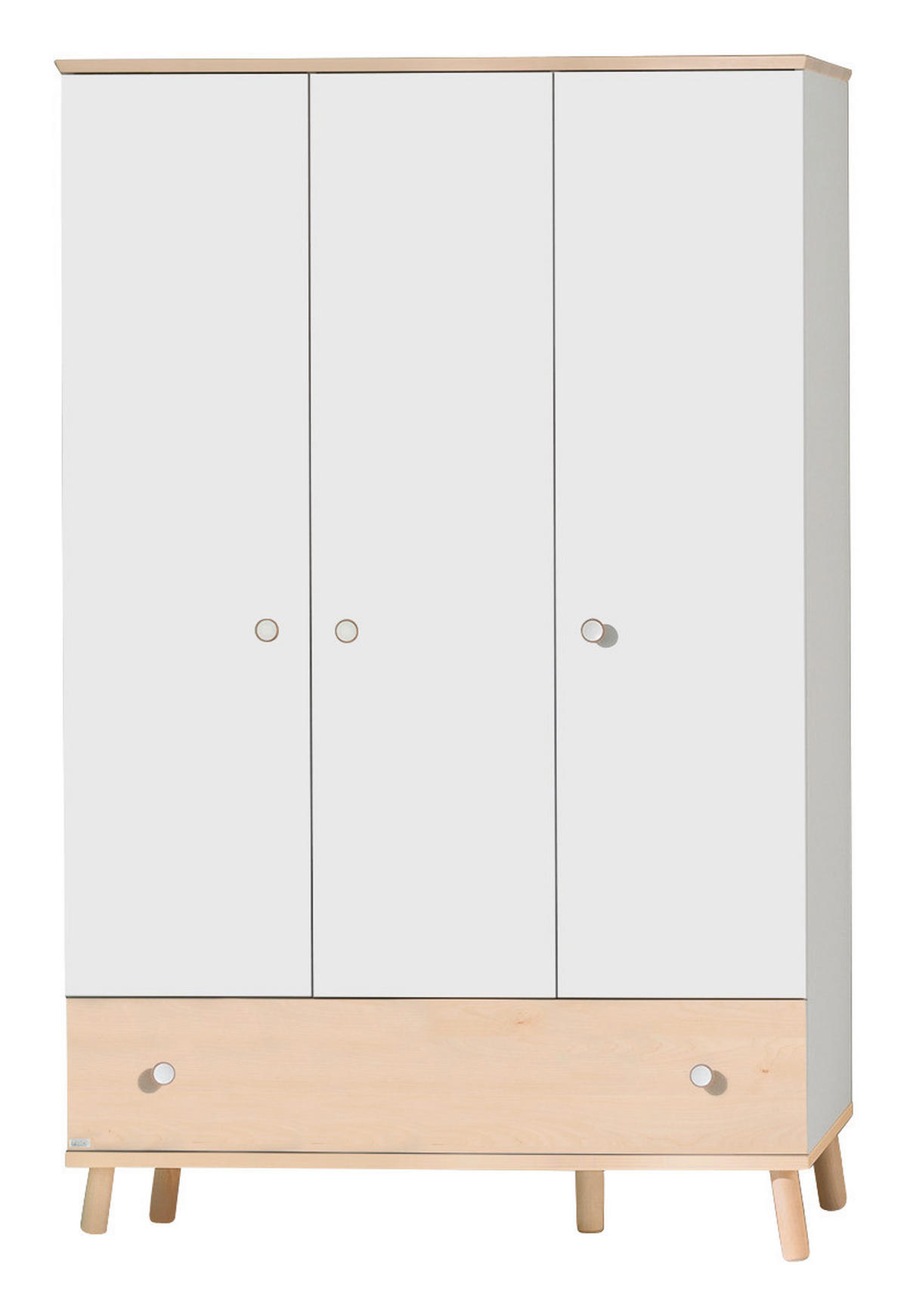 KLEIDERSCHRANK in Weiss, Birkefarben  - Weiss/Birkefarben, Design, Holz/Holzwerkstoff (125,1/198,7/56,3cm) - Paidi