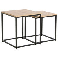 BEISTELLTISCHSET quadratisch Schwarz, Eiche Artisan  - Schwarz/Eiche Artisan, Basics, Holzwerkstoff/Metall (37,5/40/37,5cm) - Boxxx