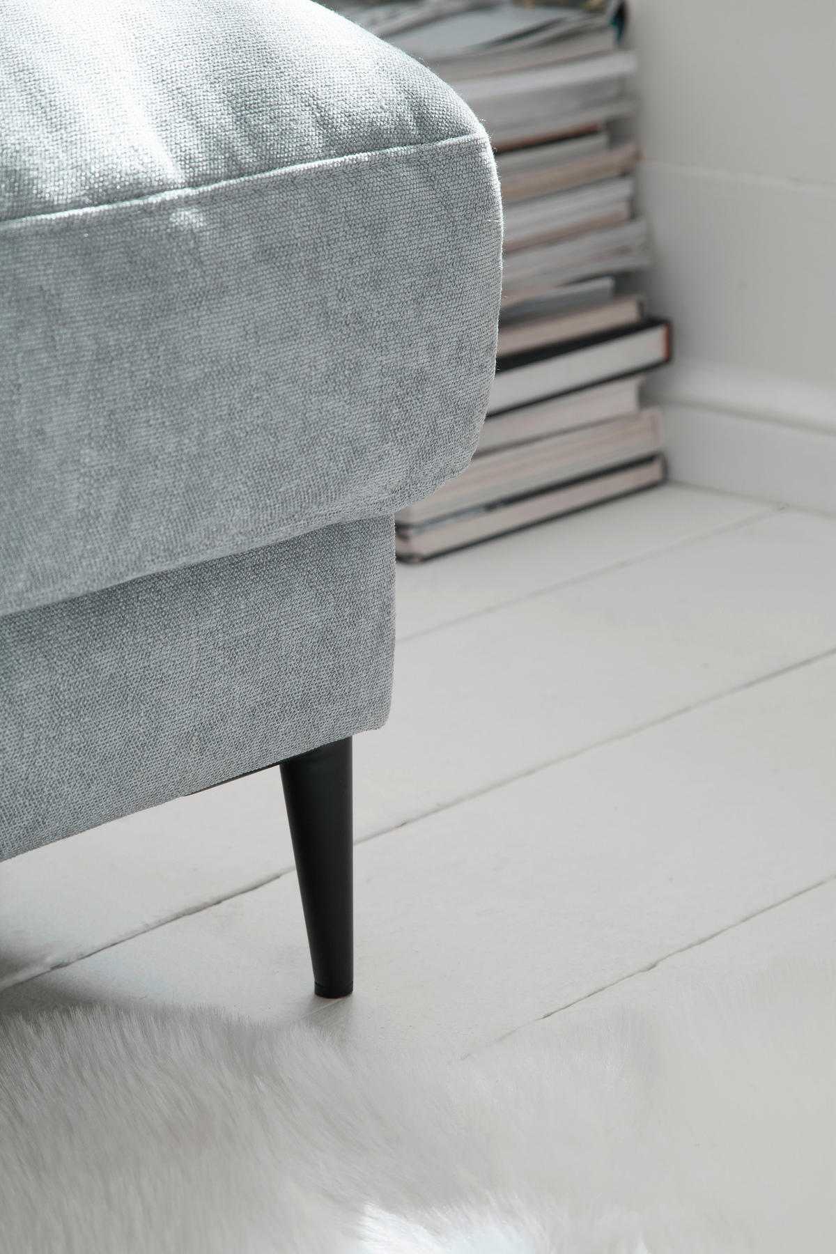ECKSOFA Hellblau Flachgewebe  - Schwarz/Hellblau, Design, Textil/Metall (207/296cm) - Dieter Knoll