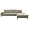 ECKSOFA in Echtleder Hellgrau  308/195 cm  - Hellgrau/Schwarz, Design, Leder/Metall (308/195cm) - Dieter Knoll