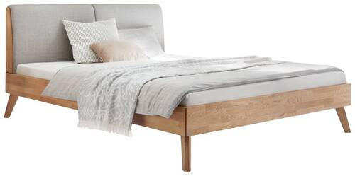 BETT 160/200 cm  in Hellgrau, Eiche Bianco  - Eiche Bianco/Hellgrau, Natur, Holz/Textil (160/200cm) - Hasena