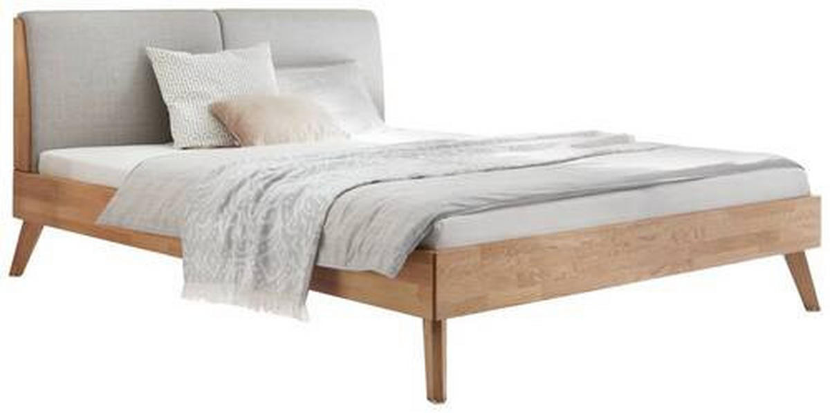BETT 180/200 cm  in Hellgrau, Eiche Bianco  - Eiche Bianco/Hellgrau, Natur, Holz (180/200cm) - Hasena