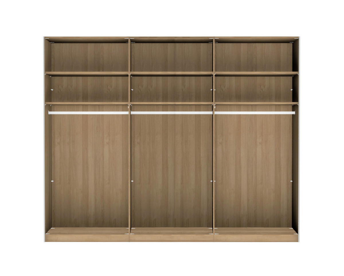 SCHWEBETÜRENSCHRANK 250/236/67 cm 3-türig Buchefarben, Champagner  - Champagner/Buchefarben, Natur, Glas/Holz (250/236/67cm) - Linea Natura