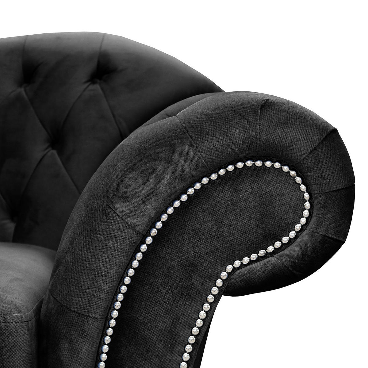 3-SITZER-SOFA SHEFFIELD Mikrofaser Schwarz  - Schwarz/Braun, Design, Holz/Textil (230/92/90cm) - P & B