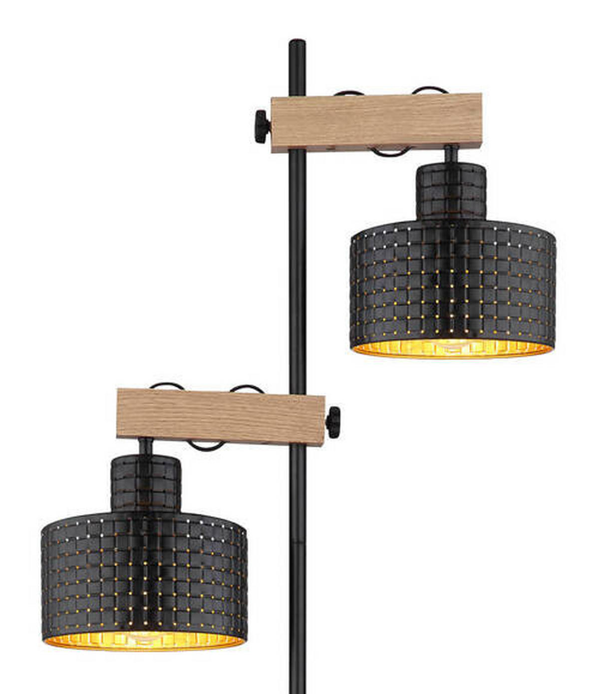 GOLVLAMPA Rielly 44/25/168 cm    - svart/mörkbrun, Design, metall/trämaterial (44/25/168cm) - Globo