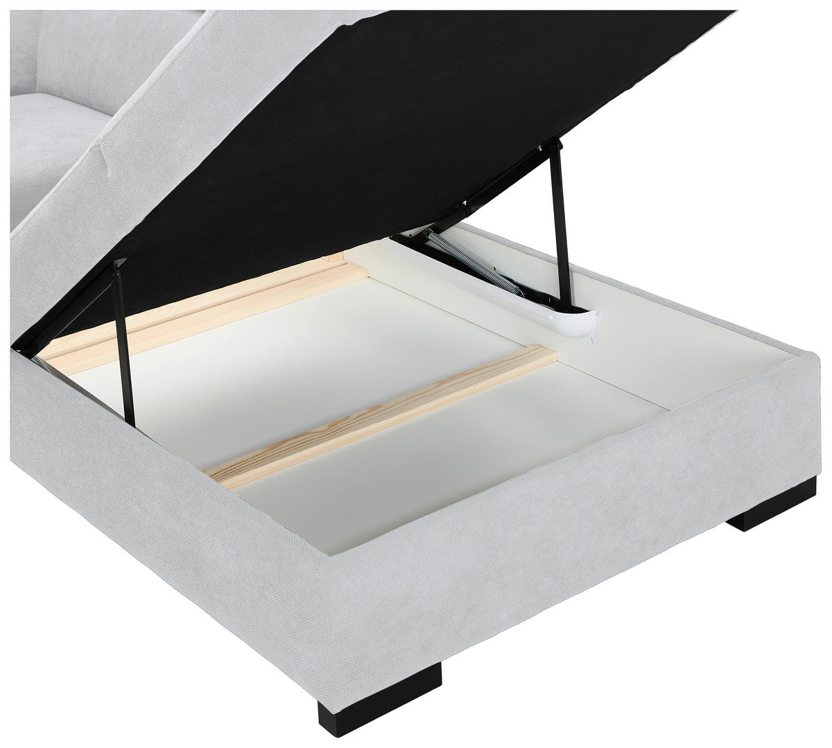 ECKSOFA Hellgrau Webstoff  - Hellgrau/Schwarz, KONVENTIONELL, Holz/Textil (283/244cm) - Carryhome