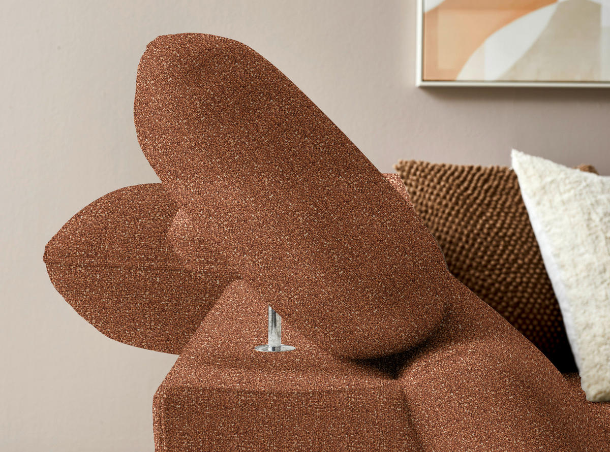 ECKSOFA in Bouclé Cognac  - Eichefarben/Cognac, Modern, Holz/Textil (212/287cm) - Valnatura
