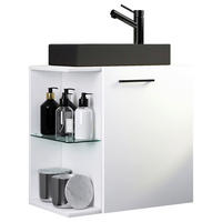 TVÄTTSTÄLL MED KOMMOD 52 cm  - vit/silver, Modern, trämaterial/glas (52cm) - MID.YOU