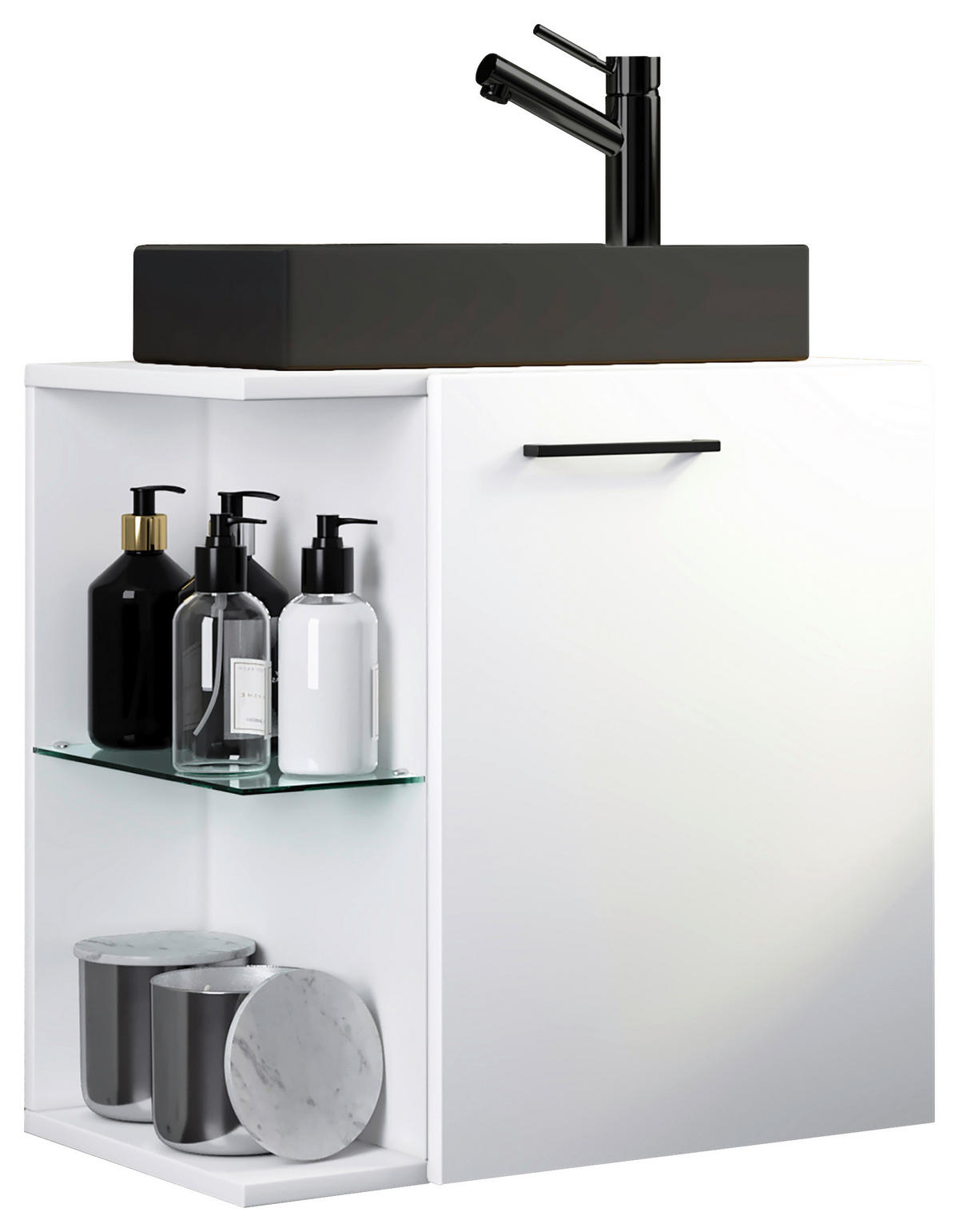 TVÄTTSTÄLL MED KOMMOD 52 cm  - vit/silver, Modern, trämaterial/glas (52cm) - MID.YOU