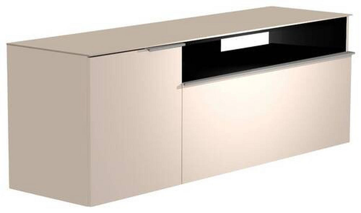 LOWBOARD  in 160/56/45 cm  - Sandfarben/Alufarben, Design, Glas/Holzwerkstoff (160/56/45cm) - Moderano