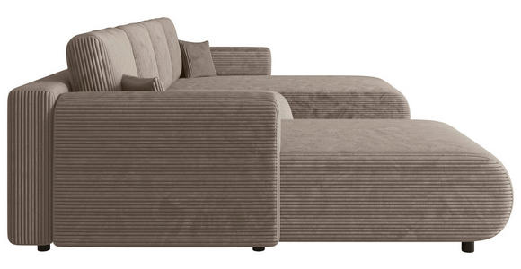 Wohnlandschaft inkl. Funktion Taupe Cord  - Taupe/Schwarz, KONVENTIONELL, Textil (200/360/200cm) - Xora