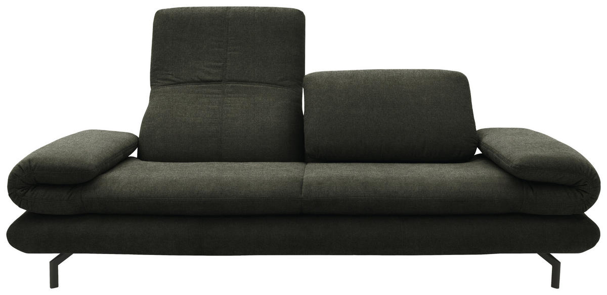 ZWEISITZER-SOFA mit Funktionen Webstoff Dunkelgrün  - Dunkelgrün/Schwarz, Design, Textil/Metall (204 (264)/83 (110)/98cm) - LOOKS by W.Joop