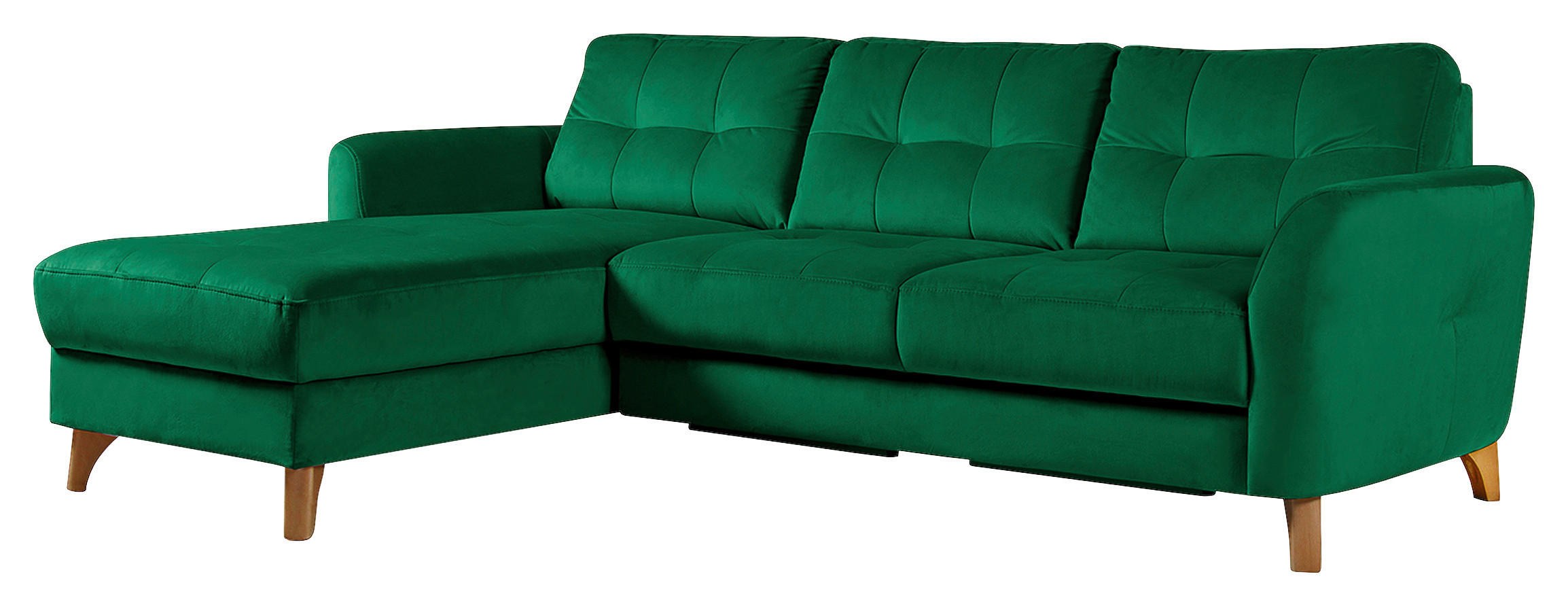 ECKSOFA Dunkelgrün Samt  - Dunkelgrün/Buchefarben, Design, Holz/Textil (168/238cm) - Livetastic