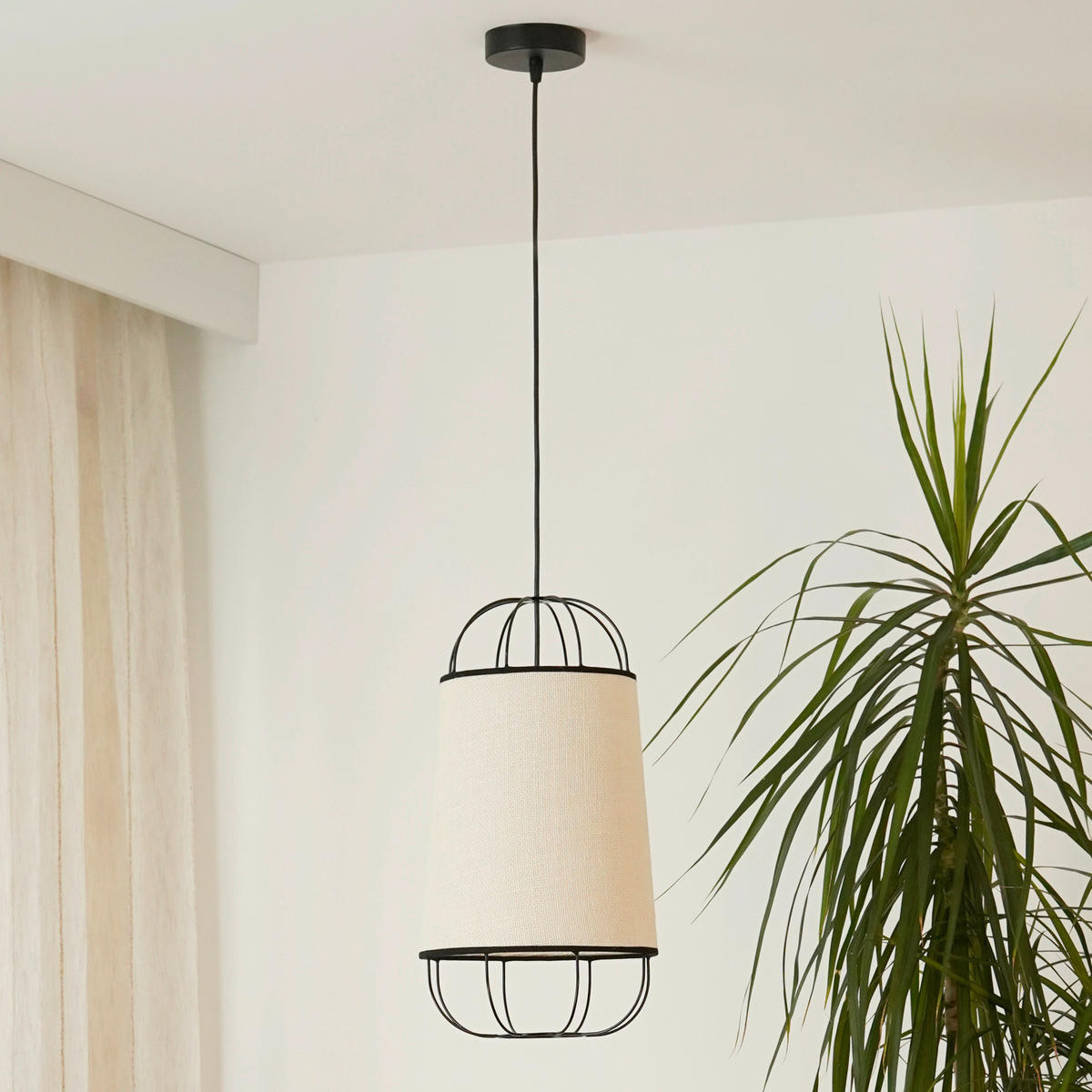 HÄNGELEUCHTE Kansas 22/102 cm   - Weiß, KONVENTIONELL, Naturmaterialien (22/102cm)