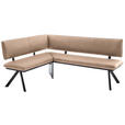 ECKBANK 140/180 cm  in Schwarz, Beige  - Beige/Schwarz, MODERN, Textil/Metall (140/180cm) - Cantus