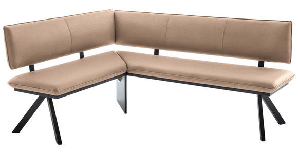 ECKBANK 150/190 cm in Schwarz, Beige - Beige/Schwarz, MODERN, Textil/Metall (150/190cm) - Cantus