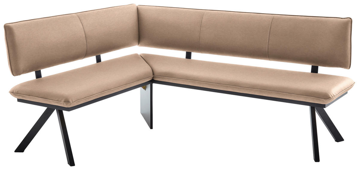 ECKBANK 150/190 cm  in Schwarz, Beige  - Beige/Schwarz, MODERN, Textil/Metall (150/190cm) - Cantus