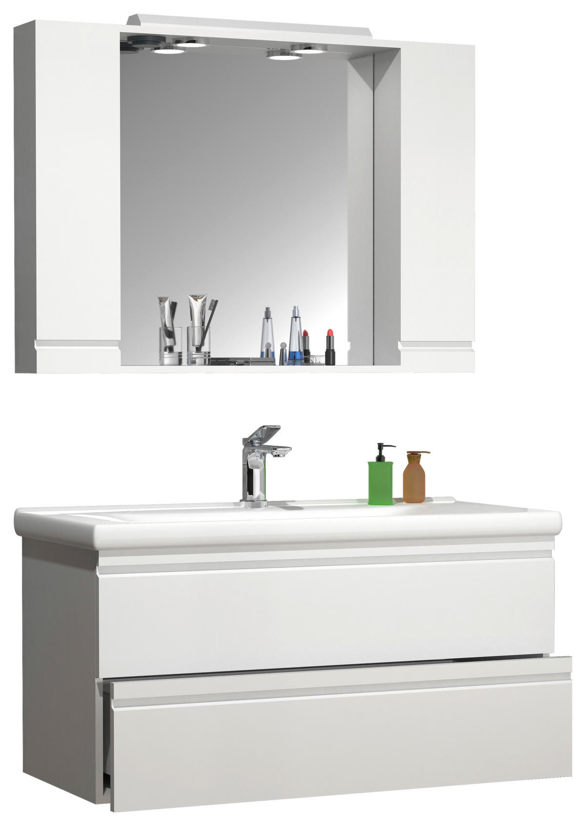 BADEZIMMER 3-teilig  in 100 cm  - Weiss, Modern, Glas/Keramik (100cm) - MID.YOU
