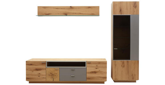 WOHNWAND in Eichefarben, Walnussfarben - Eichefarben/Walnussfarben, KONVENTIONELL, Glas/Holz (271/200/55cm) - Voleo