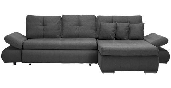 ECKSOFA Grau Webstoff  - Chromfarben/Grau, Design, Kunststoff/Textil (302/187cm) - Carryhome