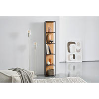 ECKREGAL in 34/185/34 cm Naturfarben, Schwarz  - Schwarz/Naturfarben, Design, Holzwerkstoff/Metall (34/185/34cm) - MID.YOU