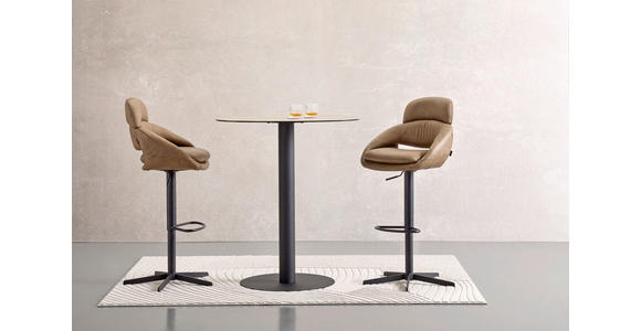 BARTISCH oval Schwarz, Taupe, Beige - Taupe/Beige, Design, Glas/Keramik (90/90/105cm) - Novel