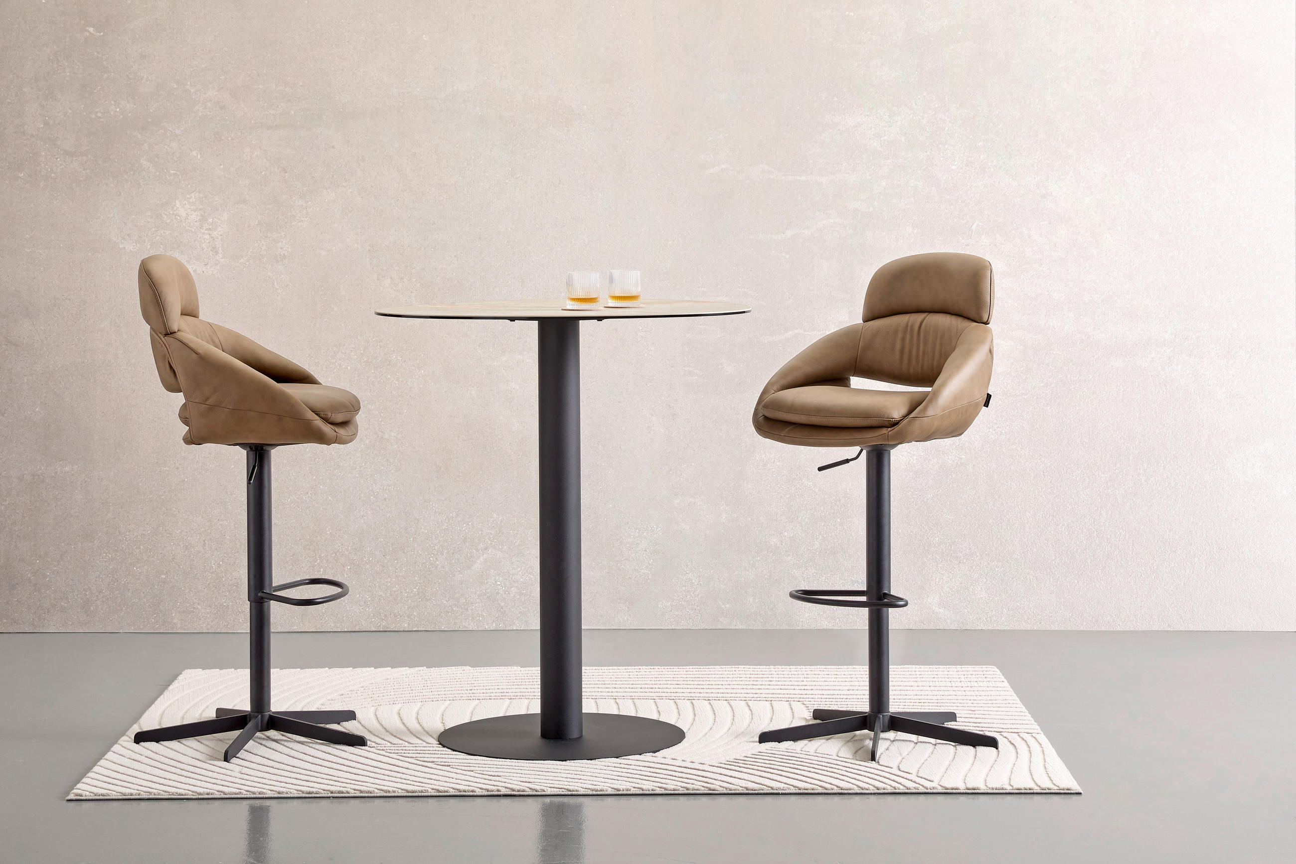 BARTISCH oval Schwarz, Taupe, Beige  - Taupe/Beige, Design, Glas/Keramik (90/90/105cm) - Novel