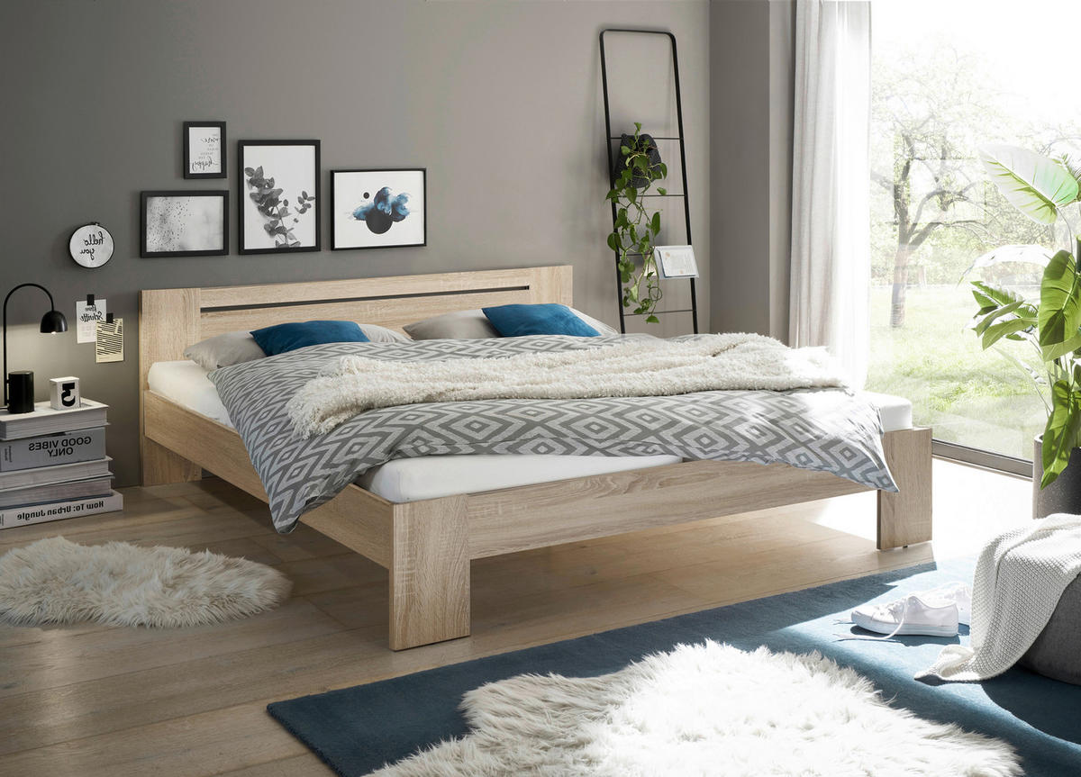 BETT 180/200 cm  in Sonoma Eiche  - Sonoma Eiche, KONVENTIONELL (180/200cm) - Boxxx