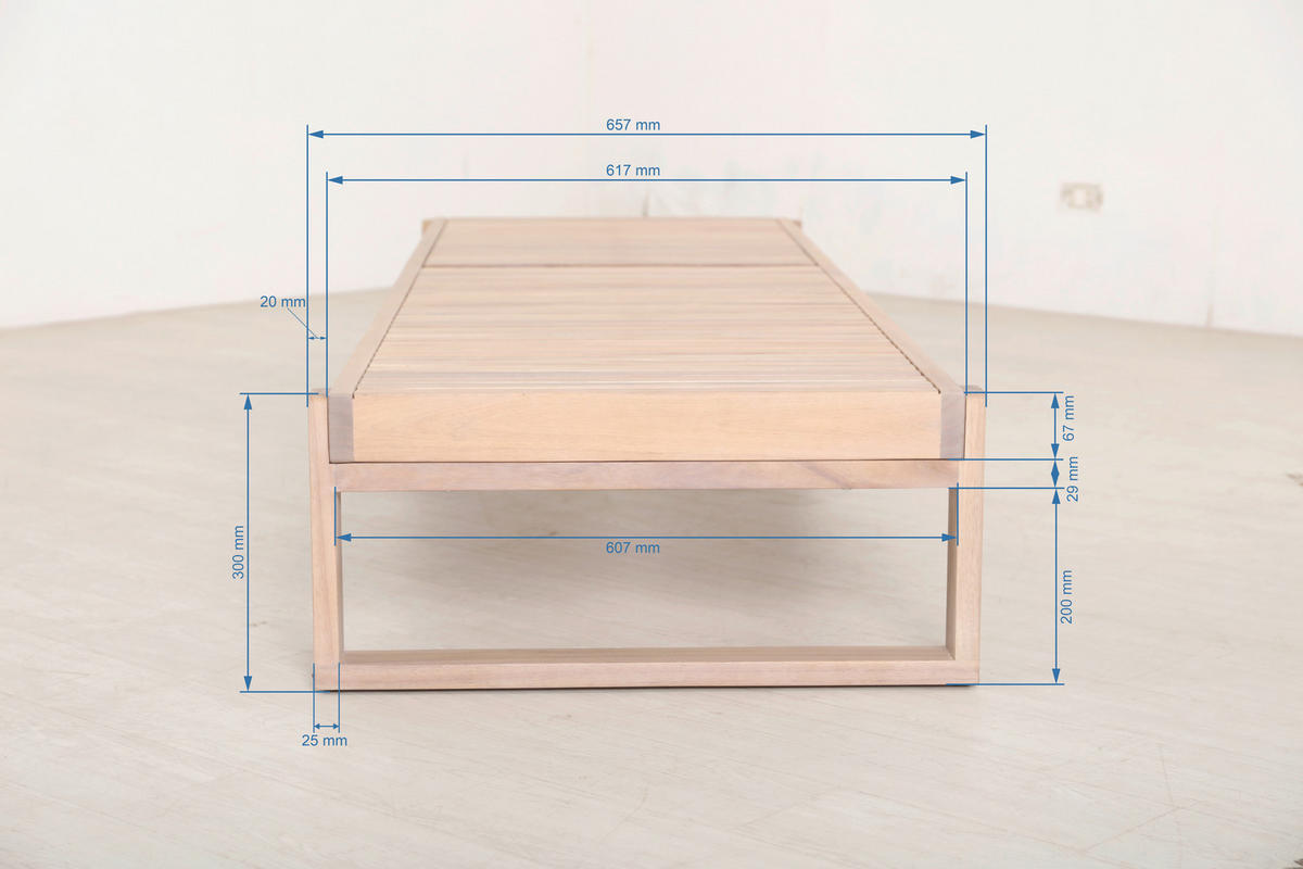 GARTENLIEGE 65,5/30/198 cm  - Teakfarben, Natur, Holz (65,5/30/198cm) - Ambia Garden