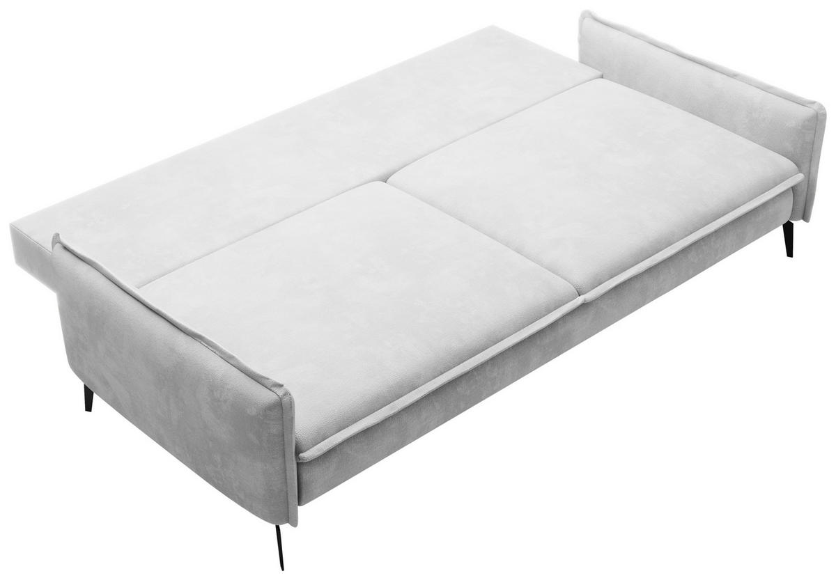 SCHLAFSOFA Chenille Hellgrau  - Hellgrau/Schwarz, KONVENTIONELL, Textil/Metall (223/89/107cm) - Carryhome