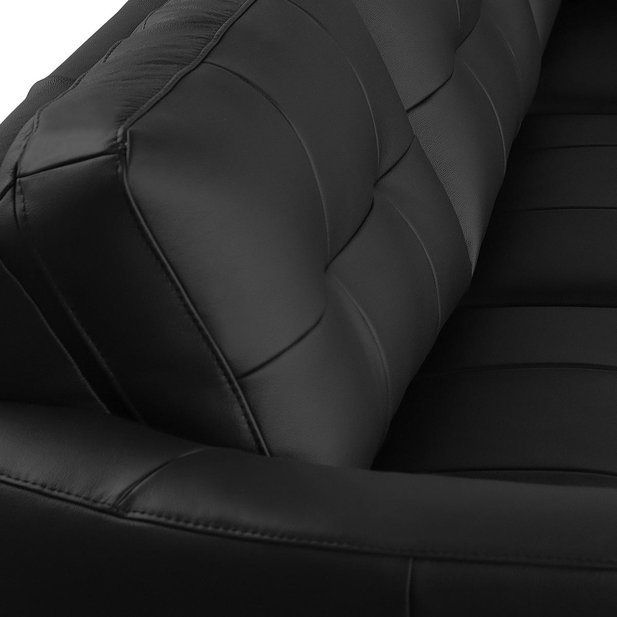 ECKSOFA in Lederlook Echtleder Schwarz  - Buchefarben/Schwarz, Design, Leder/Holz (236/190cm) - Livetastic