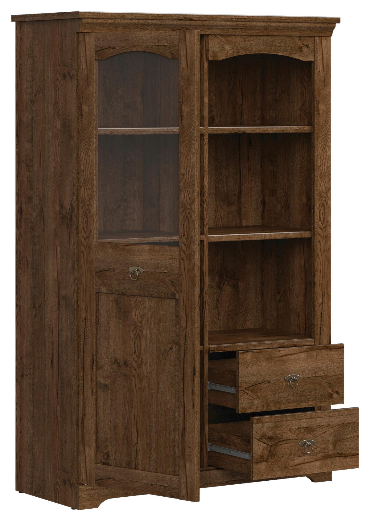 VITRÍNA, farba duba, 103/158,5/44,50 cm - čierna/farba duba, Design, kov/kompozitné drevo (103/158,5/44,50cm) - Cantus